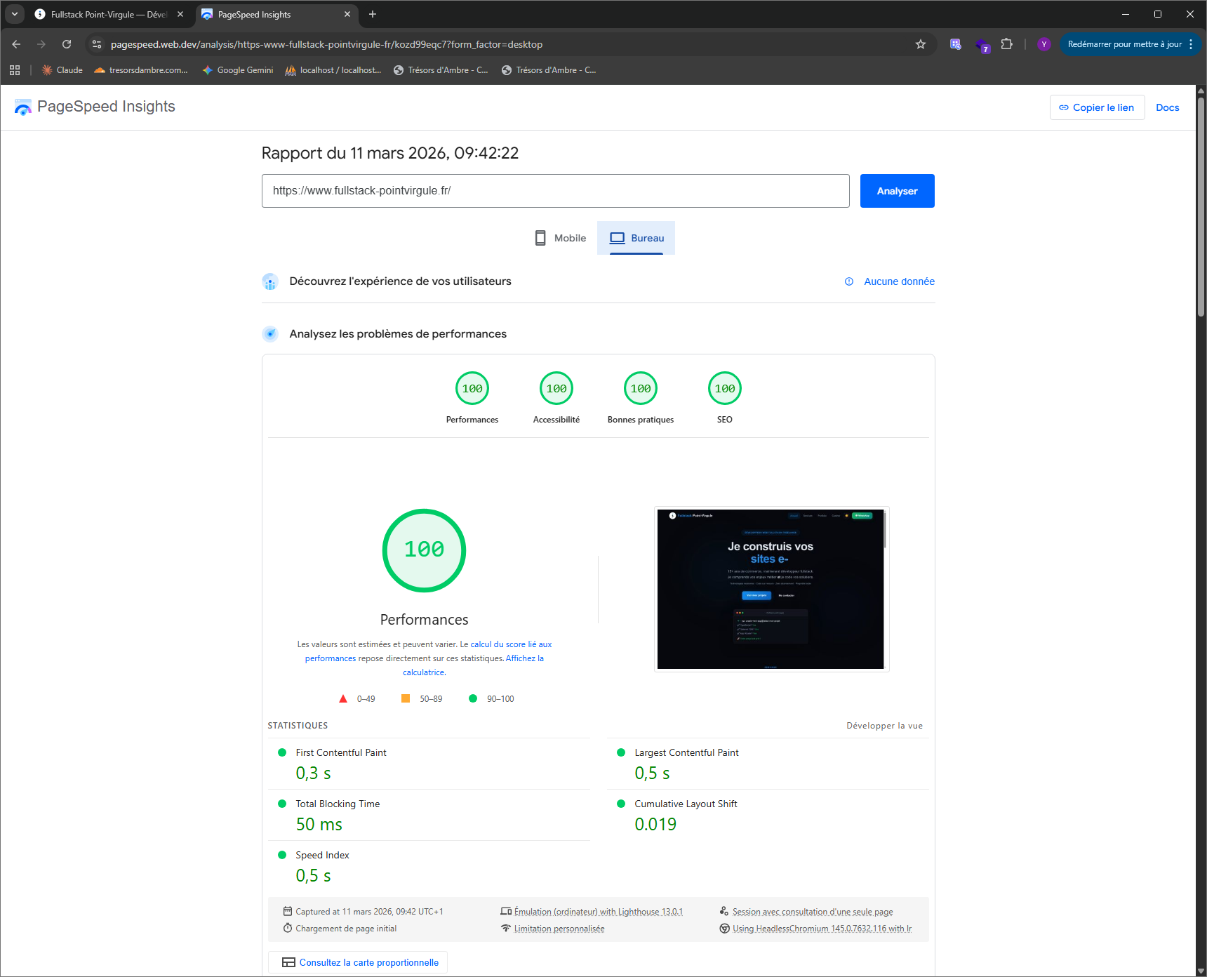 Rapport Lighthouse bureau - 100/100/100/100